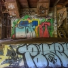 October 10th, 2023 -- Heritage barn in Burgoyne Bay park, Salt Spring Island covered in graffiti.